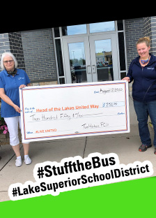 Tow ladies holding large check